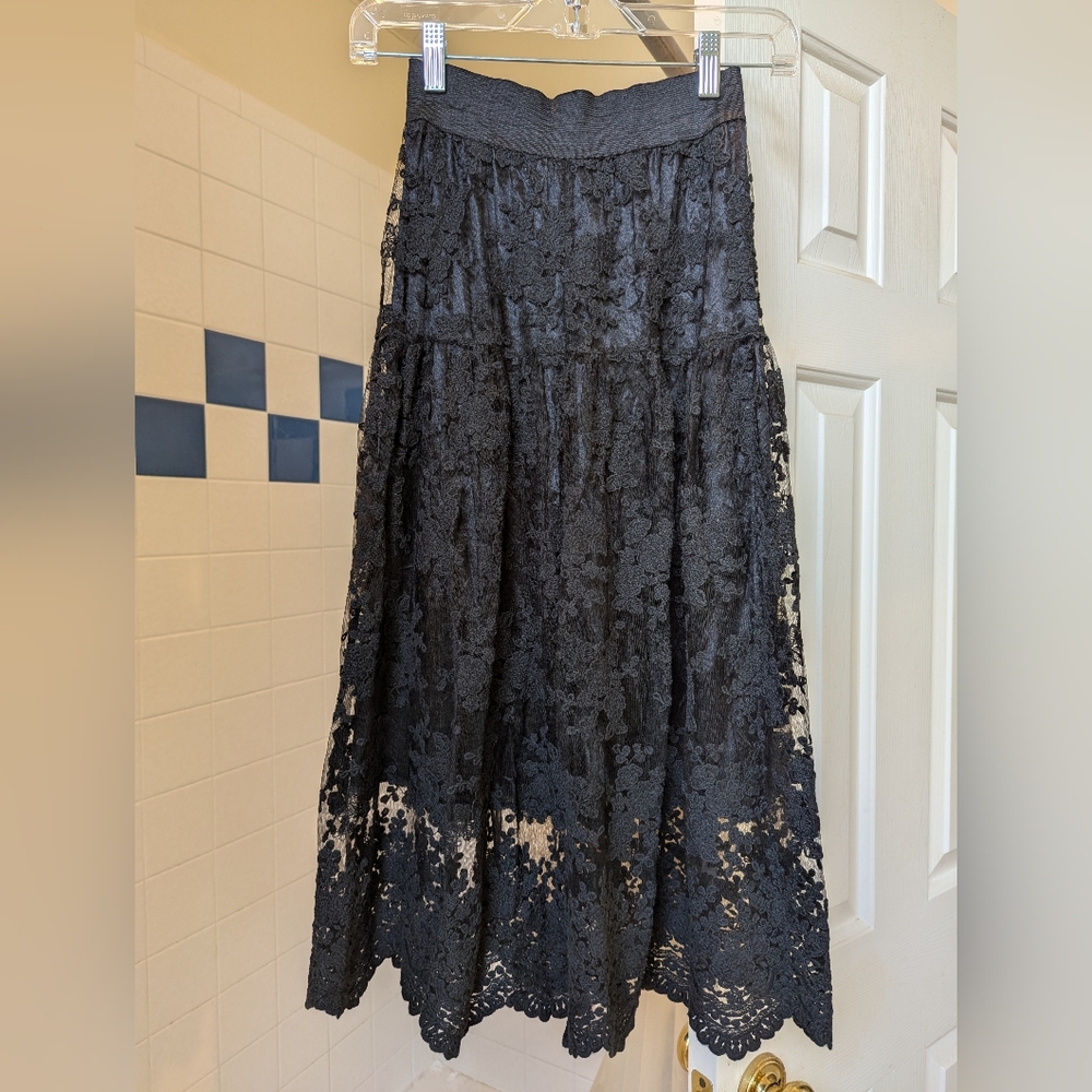Tara By Motion Floral Applique Tulle Skirt One Size
